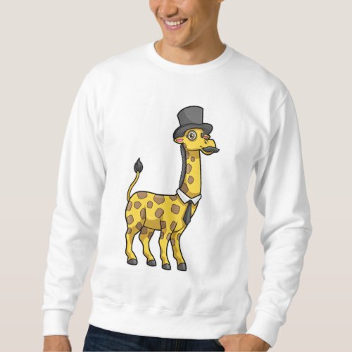 Giraffe as Gentleman with Hat Tie and Mustache Sweatshirt