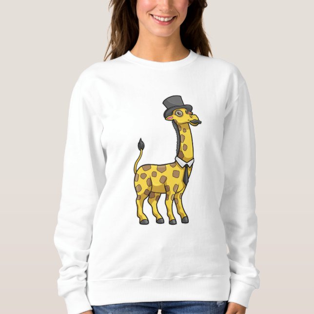Giraffe as Gentleman with Hat, Tie and Mustache Sweatshirt (Front)