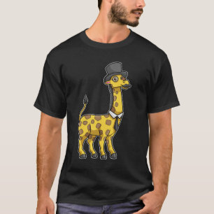 Giraffe as Gentleman with Hat, Tie and Mustache T-Shirt