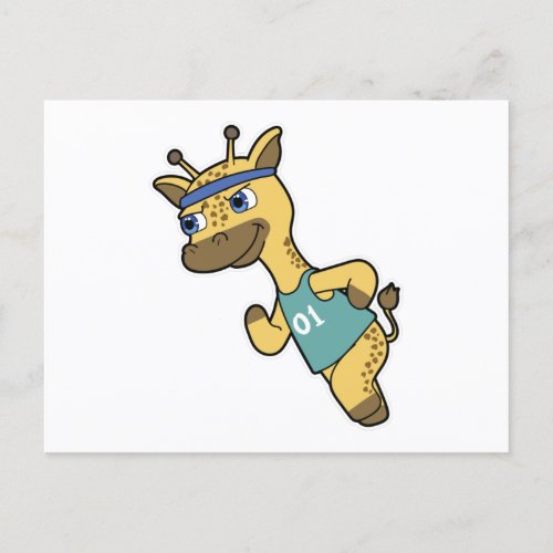 Giraffe as Jogger at Running with Headband Postcard