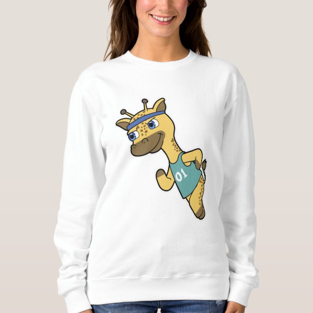 Giraffe as Jogger at Running with Headband Sweatshirt (Front)