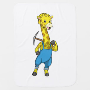 Giraffe as Miner with Pickaxe Baby Blanket