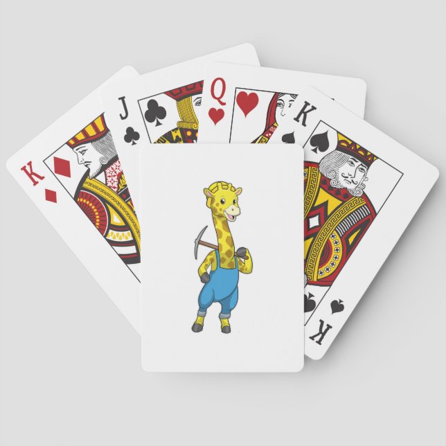Giraffe as Miner with Pickaxe Poker Cards (Back)