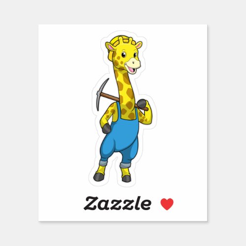 Giraffe as Miner with Pickaxe Sticker