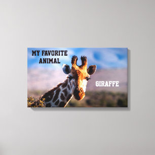 Giraffe as My Favorite Animal Custom Canvas Print
