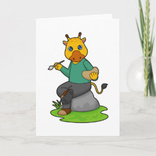 Giraffe as Painter with Paint brush Card