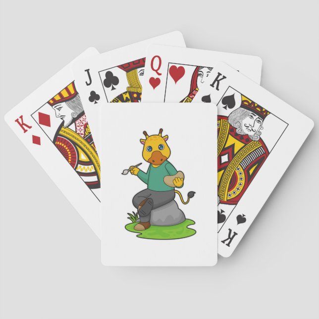 Giraffe as Painter with Paint brush Poker Cards (Back)