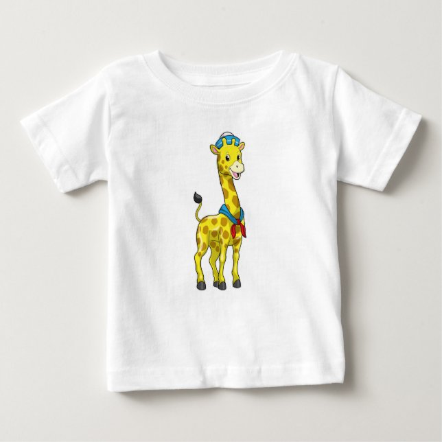 Giraffe as Sailor with Sailor hat Baby T-Shirt (Front)