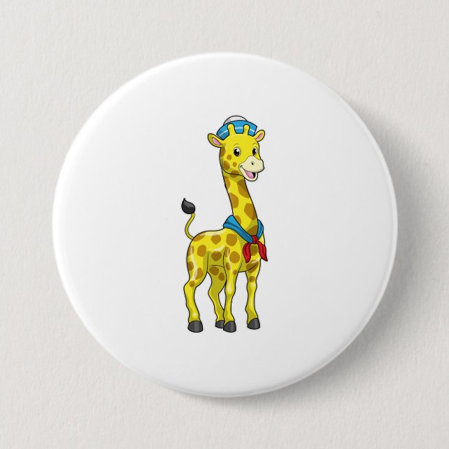 Giraffe as Sailor with Sailor hat Button (Front)