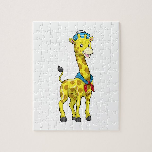 Giraffe as Sailor with Sailor hat Jigsaw Puzzle (Vertical)