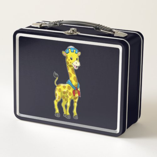 Giraffe as Sailor with Sailor hat Metal Lunch Box