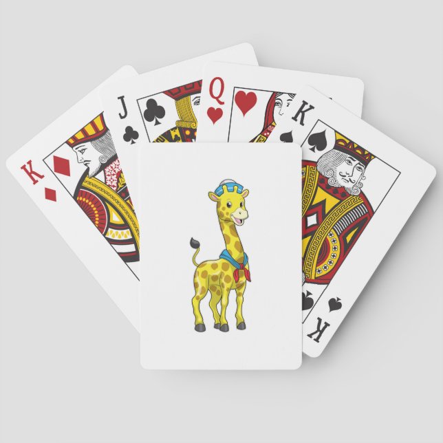 Giraffe as Sailor with Sailor hat Poker Cards (Back)