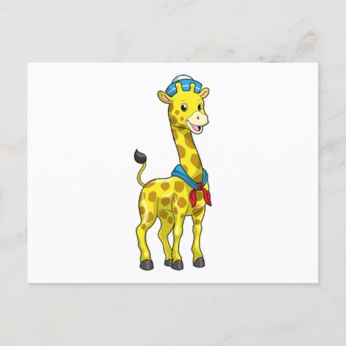 Giraffe as Sailor with Sailor hat Postcard