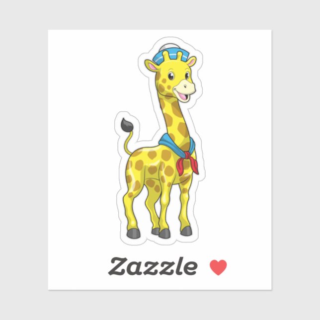Giraffe as Sailor with Sailor hat Sticker (Sheet)