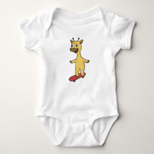 Giraffe as Skater with Skateboard Baby Bodysuit