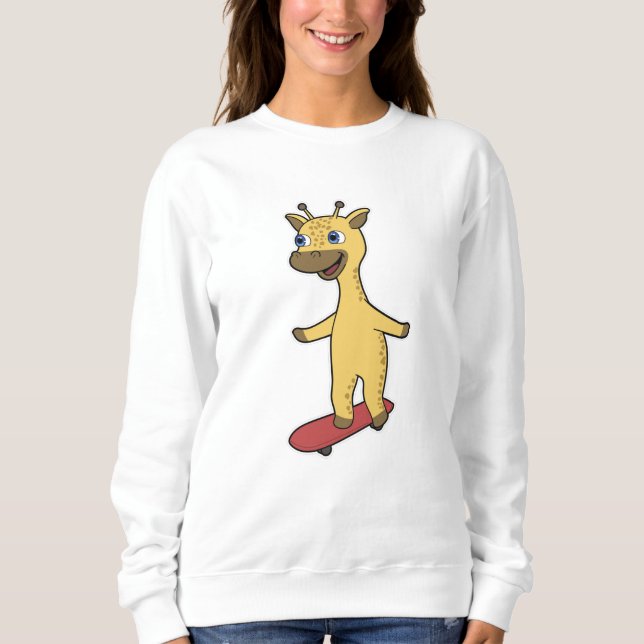 Giraffe as Skater with Skateboard Sweatshirt (Front)