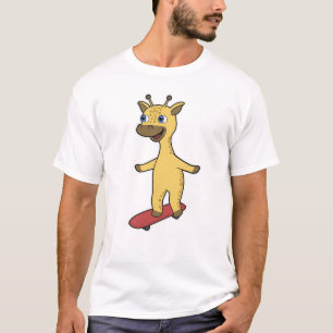 Giraffe as Skater with Skateboard T-Shirt