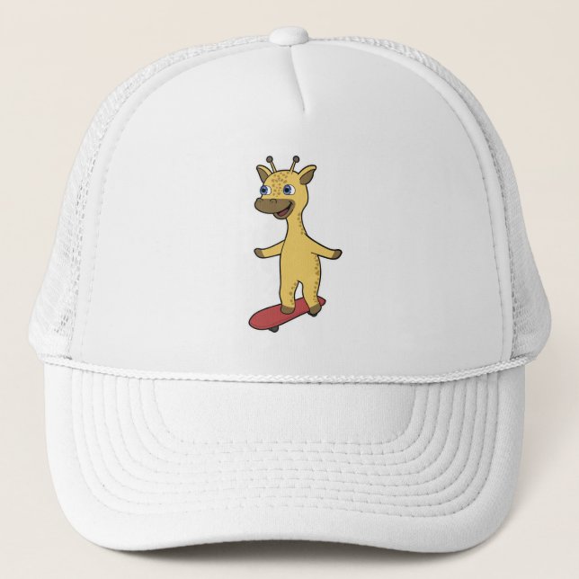 Giraffe as Skater with Skateboard Trucker Hat (Front)