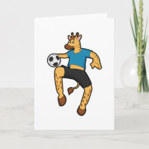 Giraffe as Soccer player with Soccer ball Card