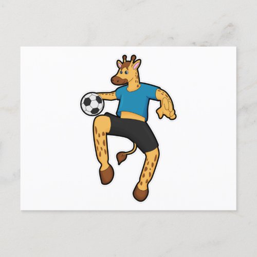 Giraffe as Soccer player with Soccer ball Postcard