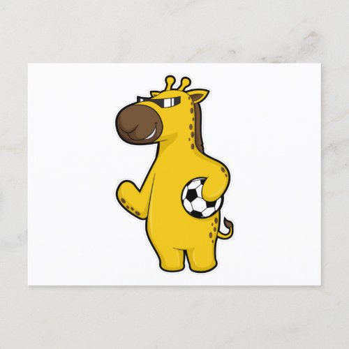 Giraffe as Soccer player with Soccer ball Postcard