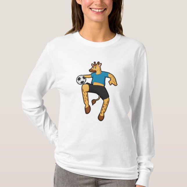 Giraffe as Soccer player with Soccer ball T-Shirt (Front)