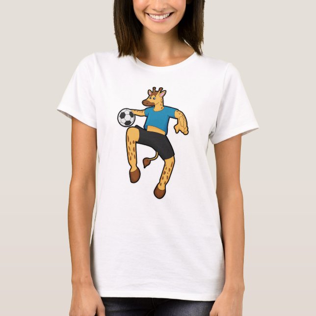 Giraffe as Soccer player with Soccer ball T-Shirt (Front)