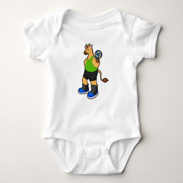 Giraffe as Volleyball player with Volleyball Baby Bodysuit (Front)