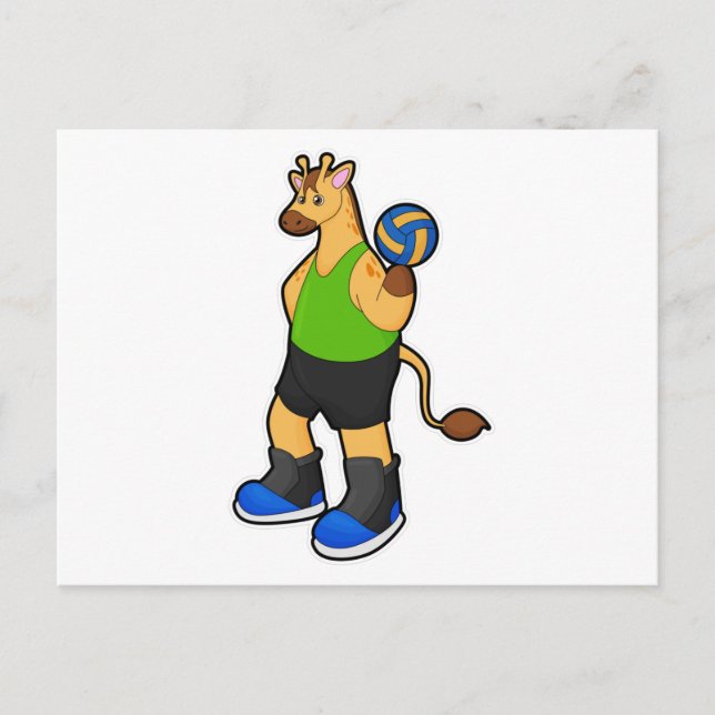 Giraffe as Volleyball player with Volleyball Postcard (Front)