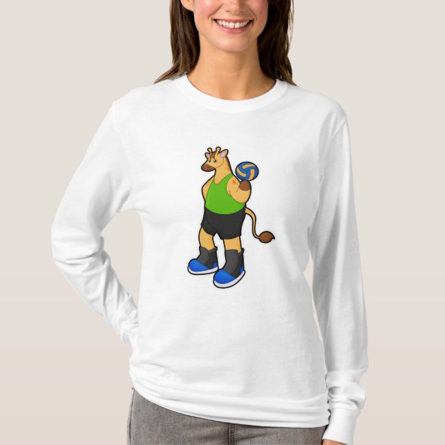 Giraffe as Volleyball player with Volleyball T-Shirt (Front)