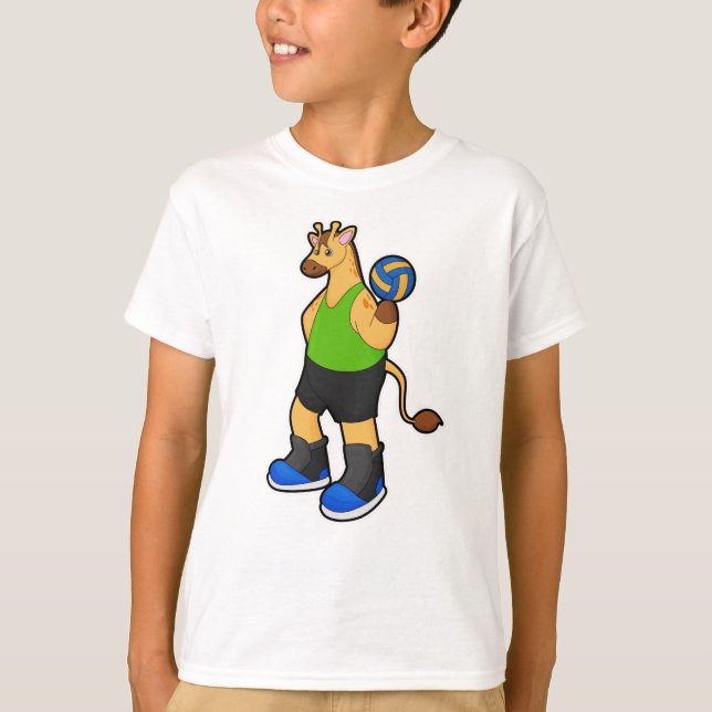 Giraffe as Volleyball player with Volleyball T-Shirt (Front)