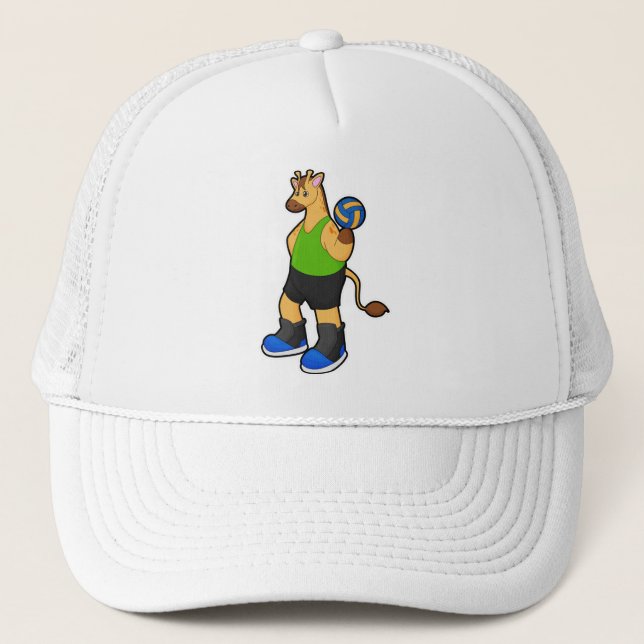 Giraffe as Volleyball player with Volleyball Trucker Hat (Front)