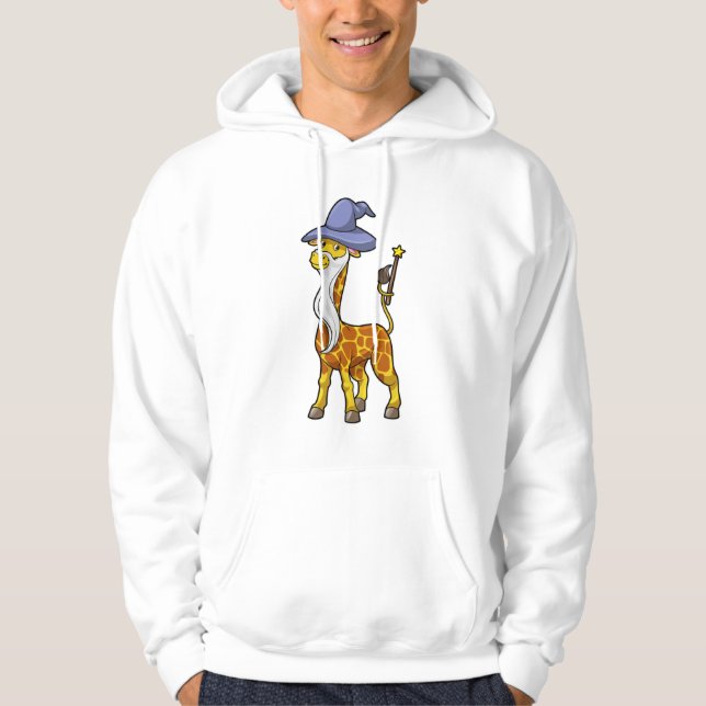 Giraffe as Wizard with Magic wand & Hat Hoodie (Front)