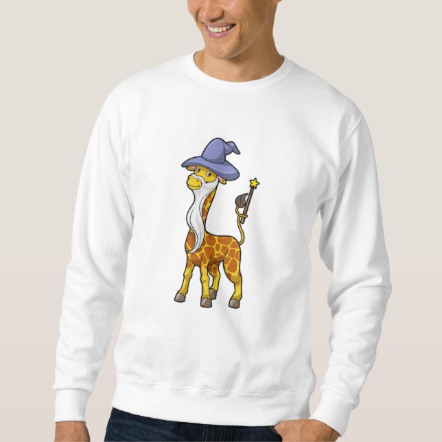 Giraffe as Wizard with Magic wand & Hat Sweatshirt (Front)