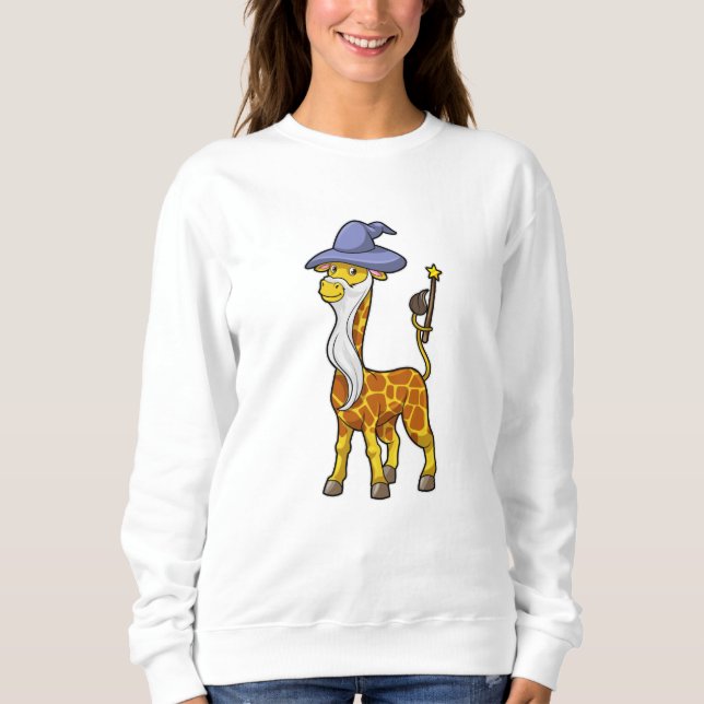Giraffe as Wizard with Magic wand & Hat Sweatshirt (Front)