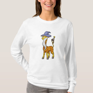 Giraffe as Wizard with Magic wand & Hat T-Shirt