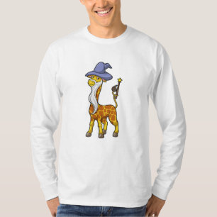 Giraffe as Wizard with Magic wand & Hat T-Shirt