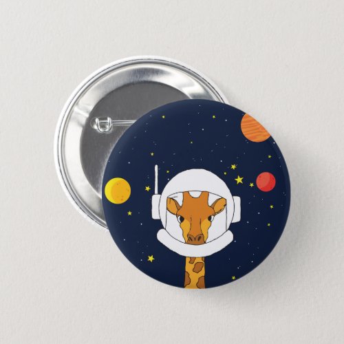 Giraffe Astronaut Animal With Space Helmet Clipart Button