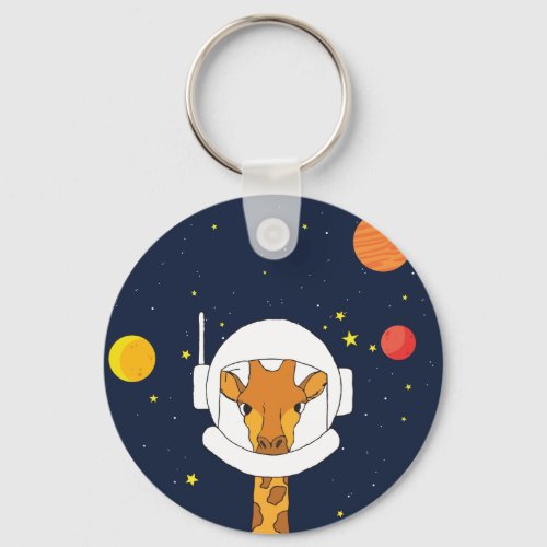 Giraffe Astronaut Animal With Space Helmet Clipart Keychain