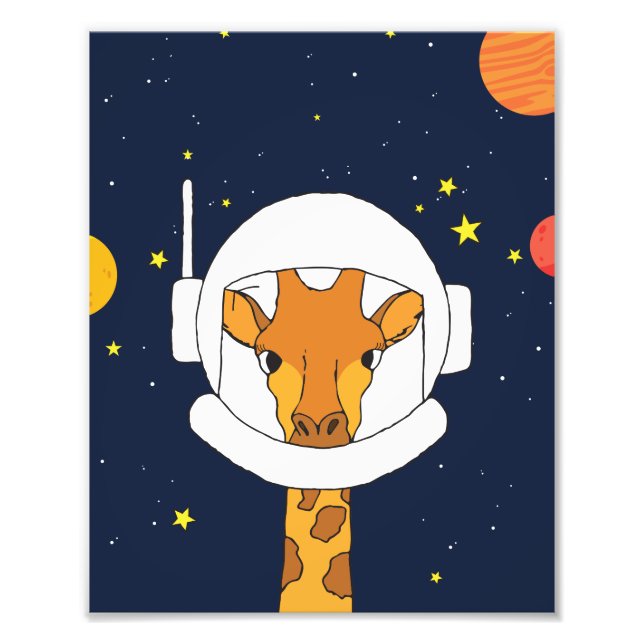 Giraffe Astronaut Animal With Space Helmet Clipart Photo Print (Front)