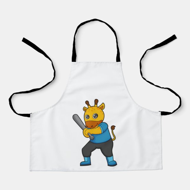 Giraffe at Baseball  with Baseball bat Apron (Front)
