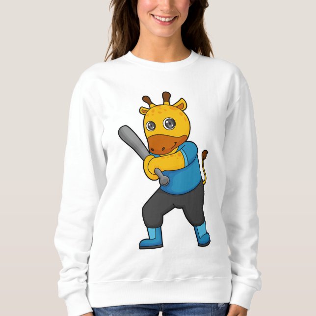 Giraffe at Baseball  with Baseball bat Sweatshirt (Front)