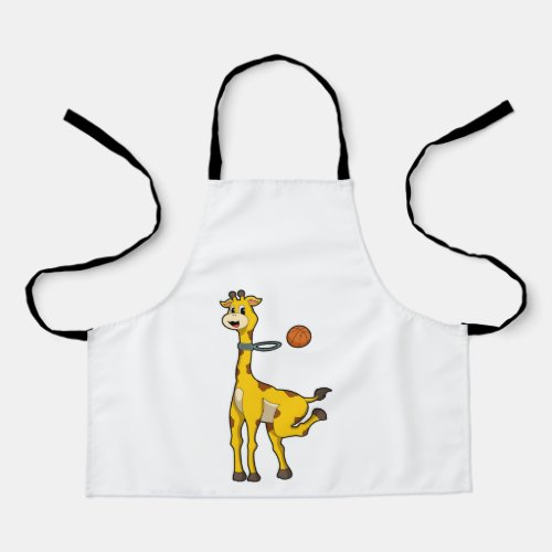 Giraffe at Basketball with Basketball hoop Apron