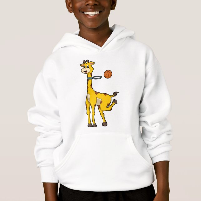 Giraffe at Basketball with Basketball hoop Hoodie (Front)