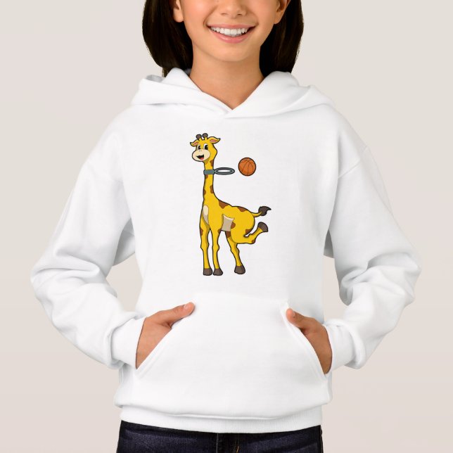 Giraffe at Basketball with Basketball hoop Hoodie (Front)