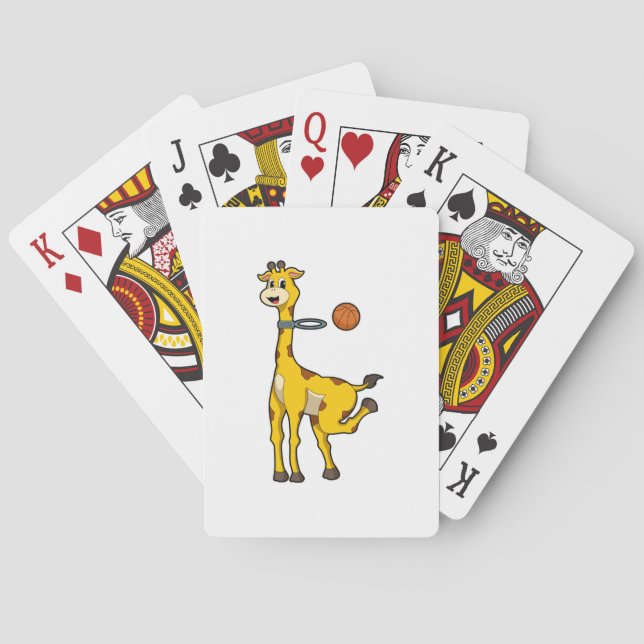 Giraffe at Basketball with Basketball hoop Poker Cards (Back)