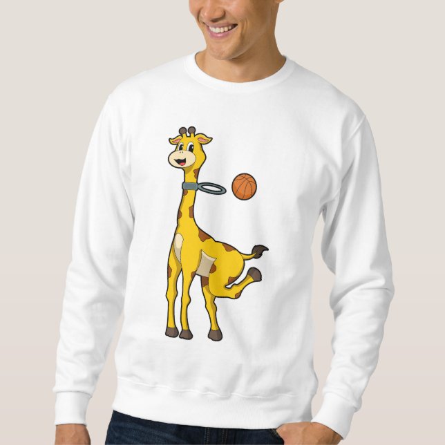 Giraffe at Basketball with Basketball hoop Sweatshirt (Front)