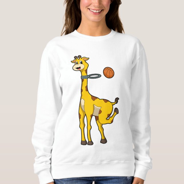 Giraffe at Basketball with Basketball hoop Sweatshirt (Front)