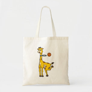 Giraffe at Basketball with Basketball hoop Tote Bag