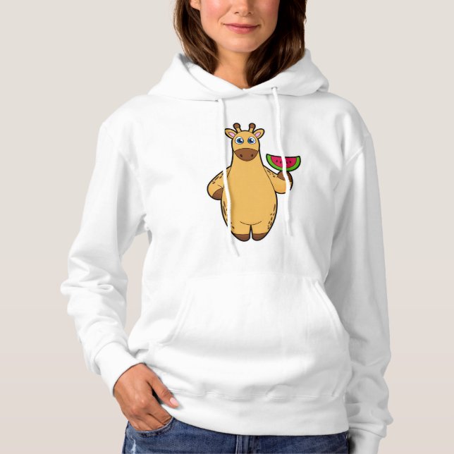 Giraffe at Eating with Watermelon Hoodie (Front)
